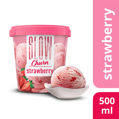 Kwality Walls Slow Churn Strawberry Ice Cream 500mL